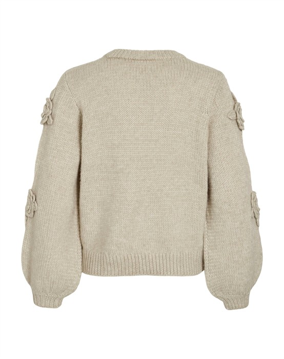 VIFaye O-Neck Embrodiery Strik - Cement 